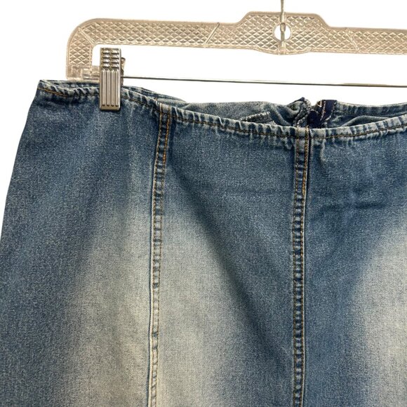 VTG Encore Denim Flare Maxi Skirt Size 22 Paneled Faded Wash Y2K - Picture 3 of 6